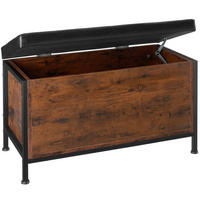 SITZTRUHE Calico,Kunstlederbezug,Industrial Holz dunkel, rustikal - Rostfarben, Holzwerkstoff (41.5/50.5/81.5cm) - tectake