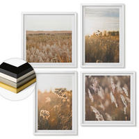 WANDBILDER 4er-Set - 50x50 cm & 40x60 cm Weißer Rahmen - Sommerwiesenblumen Sonnenuntergang - Weiß, Kunststoff (50/50cm) - ArtPrintCave