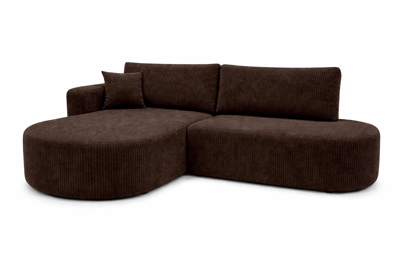 ECKSOFA Mit Schlaffunktion Und Bettkasten, Cordstoff Poso, Braun, Links, ROUND ONE OPEN XL - Braun, Holz (262/175cm) - Kaiser Möbel