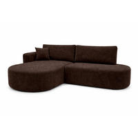 ECKSOFA Mit Schlaffunktion Und Bettkasten, Cordstoff Poso, Braun, Links, ROUND ONE OPEN XL - Braun, Holz (262/175cm) - Kaiser Möbel