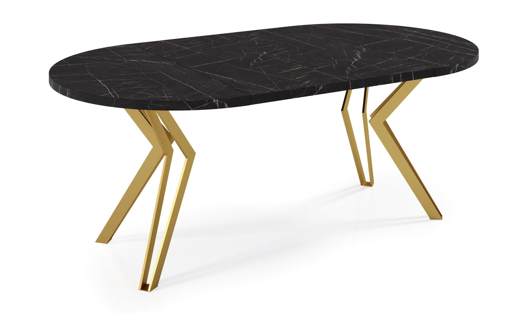 ESSTISCH Randi 120 Pietra Grigia Schwarz / Gold 120/196 / 120 / 76cm - Goldfarben/Schwarz, Holz/Holzwerkstoff (120/120/76cm) - Feldmann-Wohnen