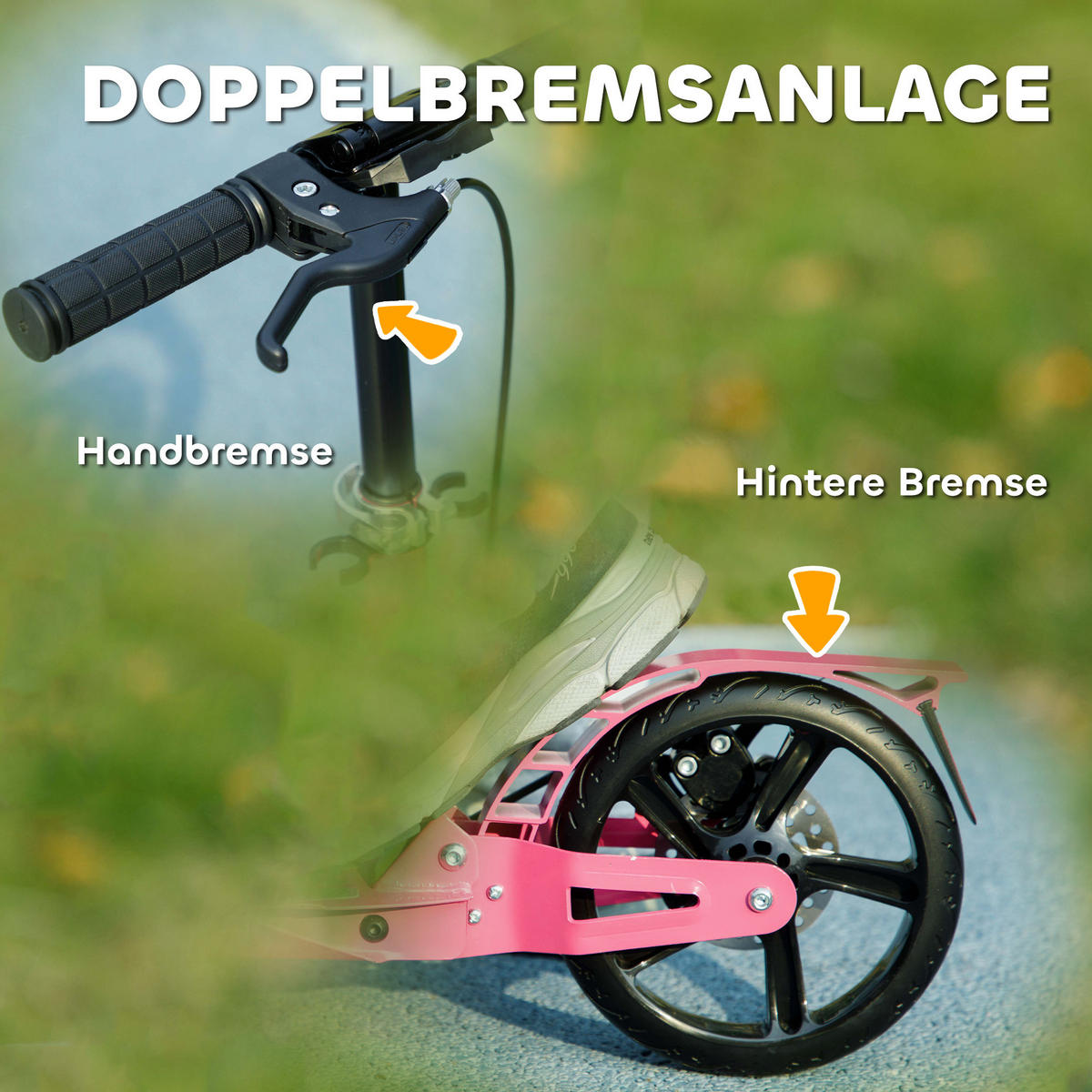ROLLER Kinder Scooter mit verstellbar Griffen klappbar höhenverstellbar Rosa - Rosa, Metall (94/36/103cm) - AIYAPLAY