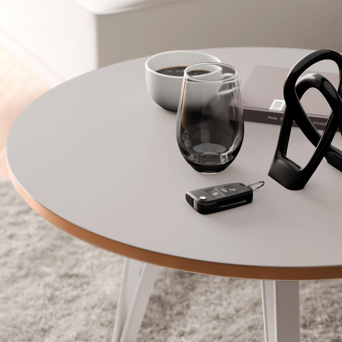 COUCHTISCH RIO mit goldener Kante – Kaschmir - Kaschmir, Holzwerkstoff (67/67/45cm) - Idohome