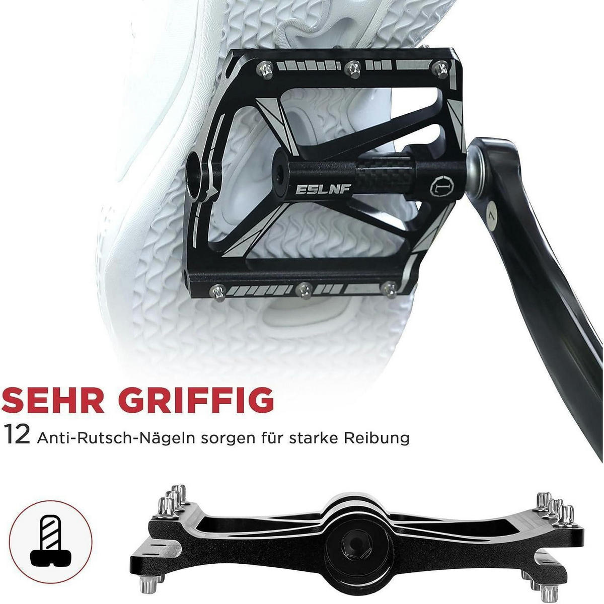 FAHRRADPEDALE Set 9/16 Zoll CNC Aluminium Leichtbauweise Schwarz - Schwarz, Metall (10/1.5/10.1cm)