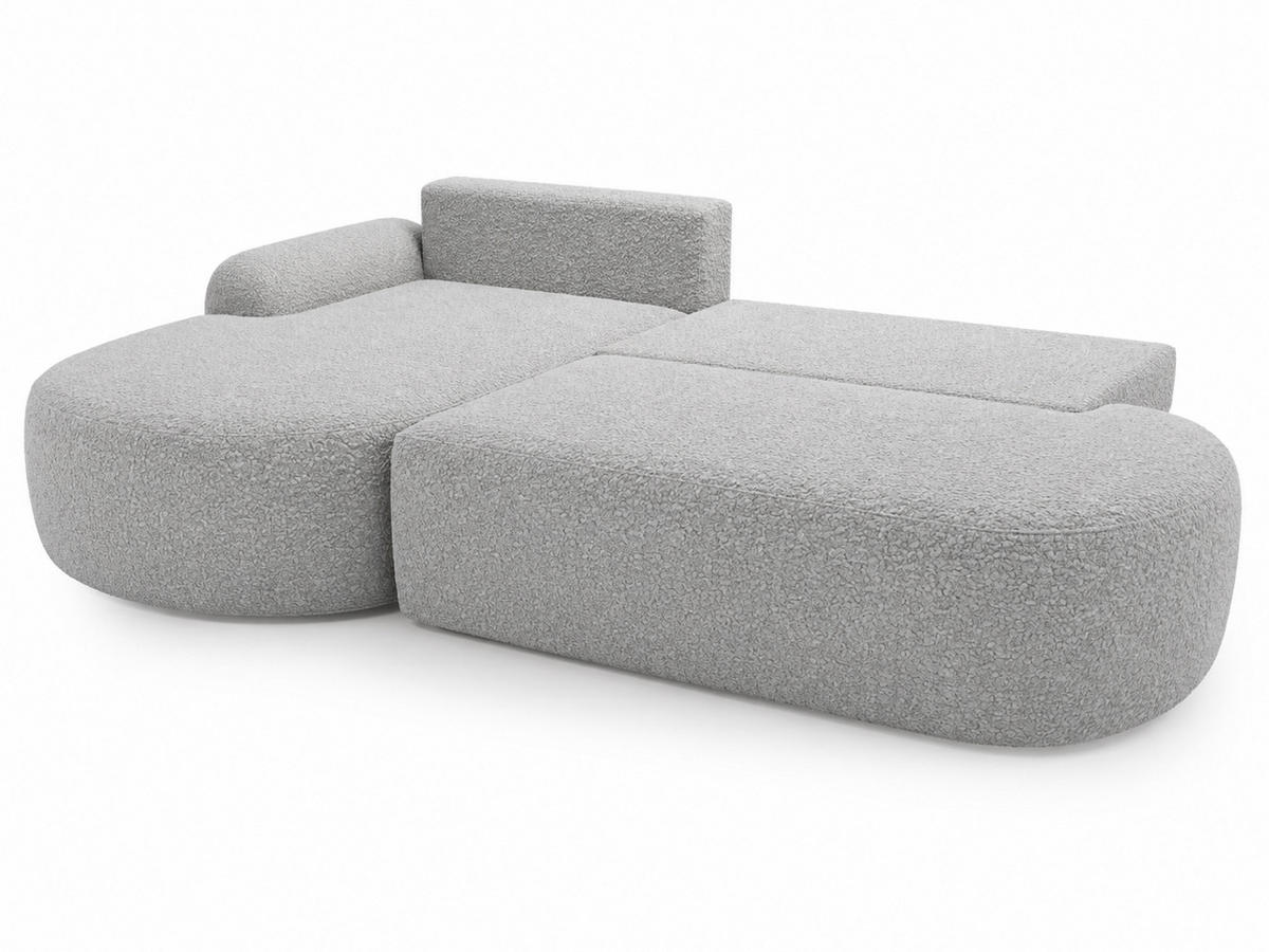 ECKSOFA Aurio O Bouclé-Stoff Grau Links - Grau, Holz/Textil (271/177cm) - Graingold