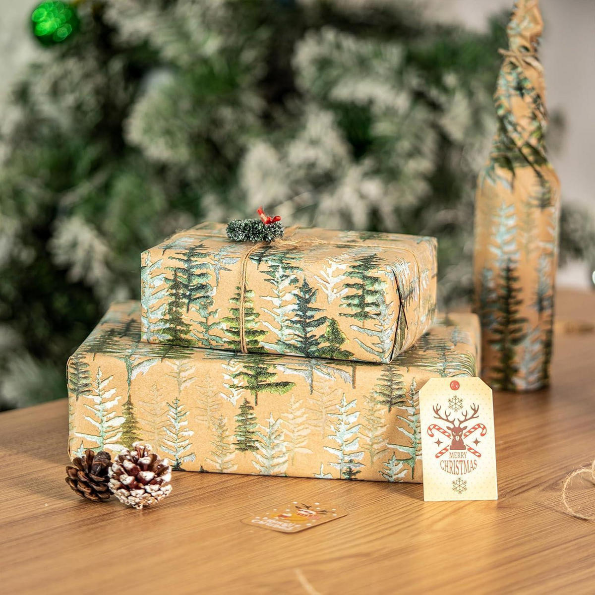 GESCHENKPAPIER Jumbo-Rolle Weihnachtsbaum-Design 43,2 cm x 10 m - Multicolor, Papier (4/4/43cm)