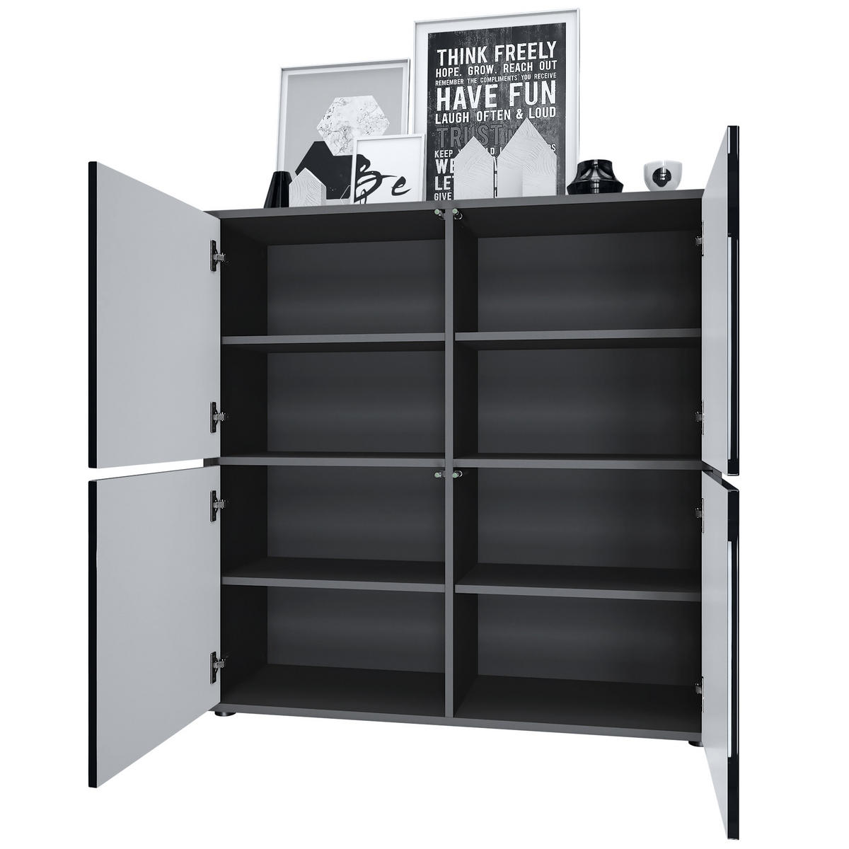 HIGHBOARD Cuba Türen in Schwarz matt - Schwarz, Holzwerkstoff (104/105.5/35.5cm) - Vladon