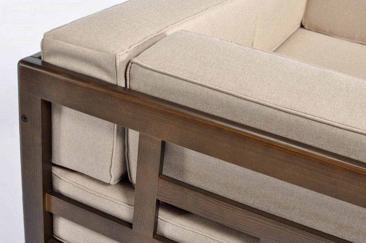 GARTENECKE Eden Beige, mit Braun Gestell - Beige/Braun, Holzwerkstoff (202/72/209cm) - Bettso
