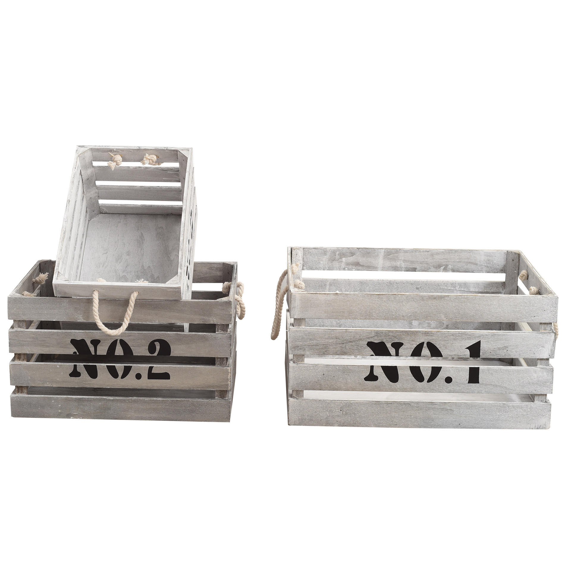 HOLZKISTEN SET, 3 pieces Weiß 30/41/22 cm - Weiß, Holz (30/22/41cm) - Mobili Rebecca