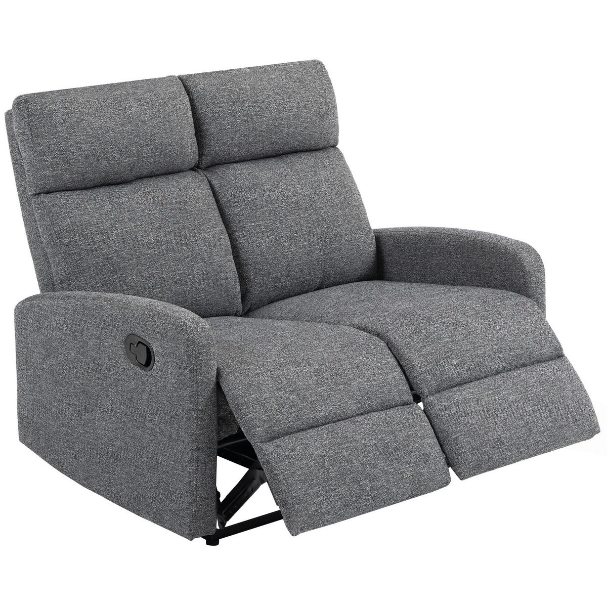 2-SITZER-SOFA DE-06320 individuell verstellbare Rückenlehnen (145°), Fußstütze Grau - Grau, Textil/Metall (114/98/91cm) - ComfortXL