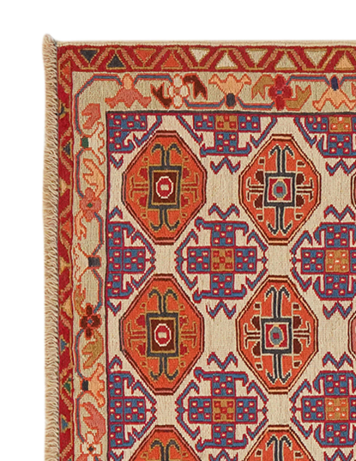 HANDWEBTEPPICH Sumak Shahsavan Beige 95/80 cm Schurwolle - Beige, Textil (80/95cm) - Looma