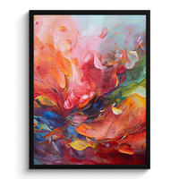 GERAHMTES BILD Ölgemälde - Kunst - Abstrakt - Farbenfroh 60x80 cm - Altrosa, Papier (60/80cm) - MuchoWow