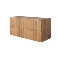 WASCHBECKUNTERSCHRANK, Eiche Craft, 120 (2 x 60) x 57 x 46 cm, silberner Griff + Arbeitsplatte - Eichefarben/Silberfarben, Holzwerkstoff (120/57/46cm) - 3XE LIVING