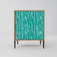 SIDEBOARD TURQUOISE RAIN, Eichefarben, 57,5x42x72,5 cm, Schwarze Metallfüße - Eichefarben/Multicolor, Holzwerkstoff/Metall (57.5/72.5/42cm) - SpaceRebels