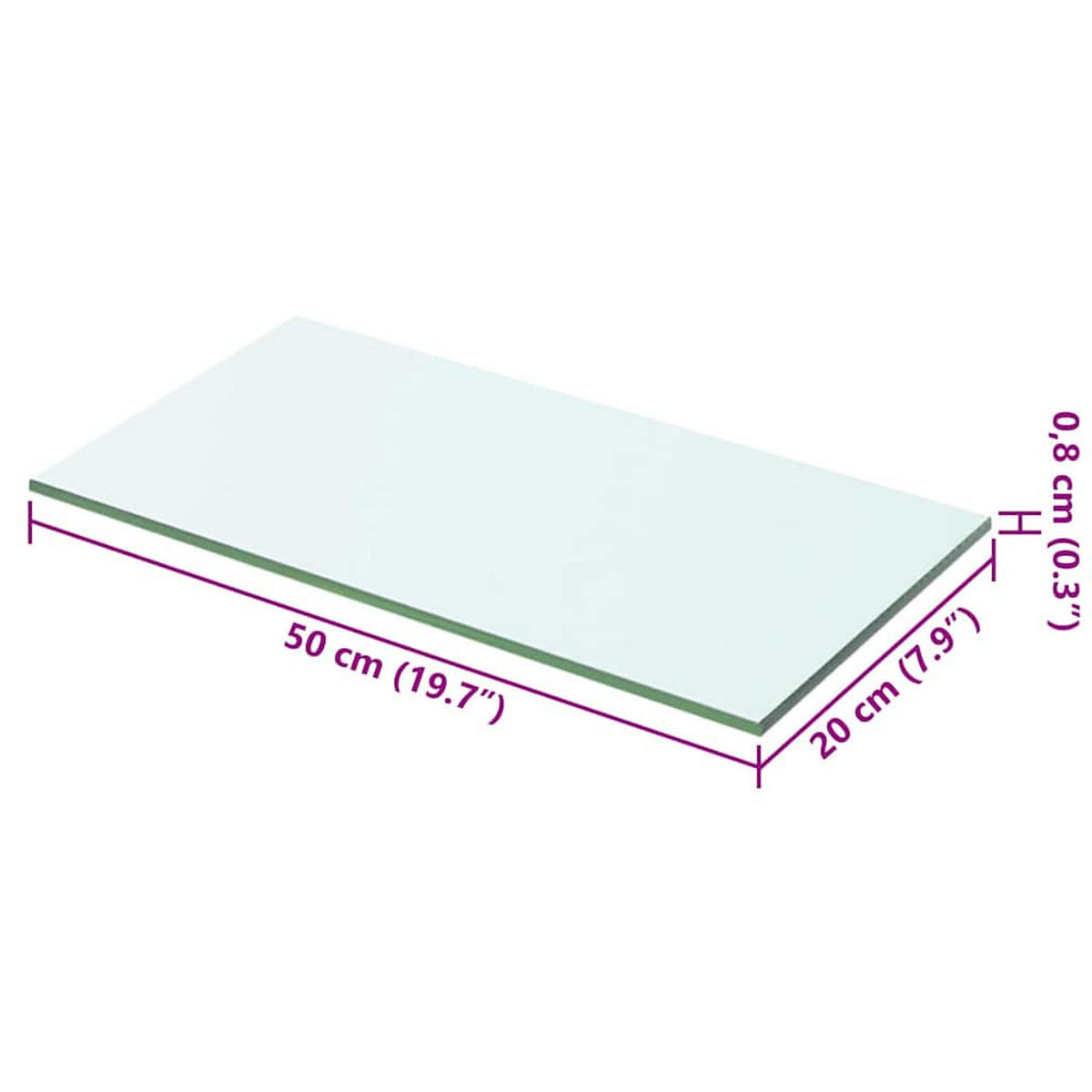 WANDBOARD 50/20/0,8 cm aus Glas Transparent - Transparent, Glas (50/0.8/20cm) - vidaXL