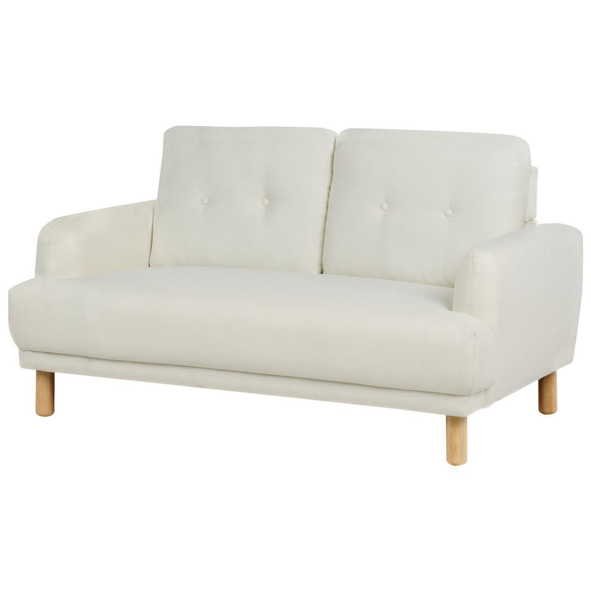 2-SITZER-SOFA Stoff cremeweiß Tuve - Hellbraun/Weiß, Textil (149/85/90cm) - Beliani