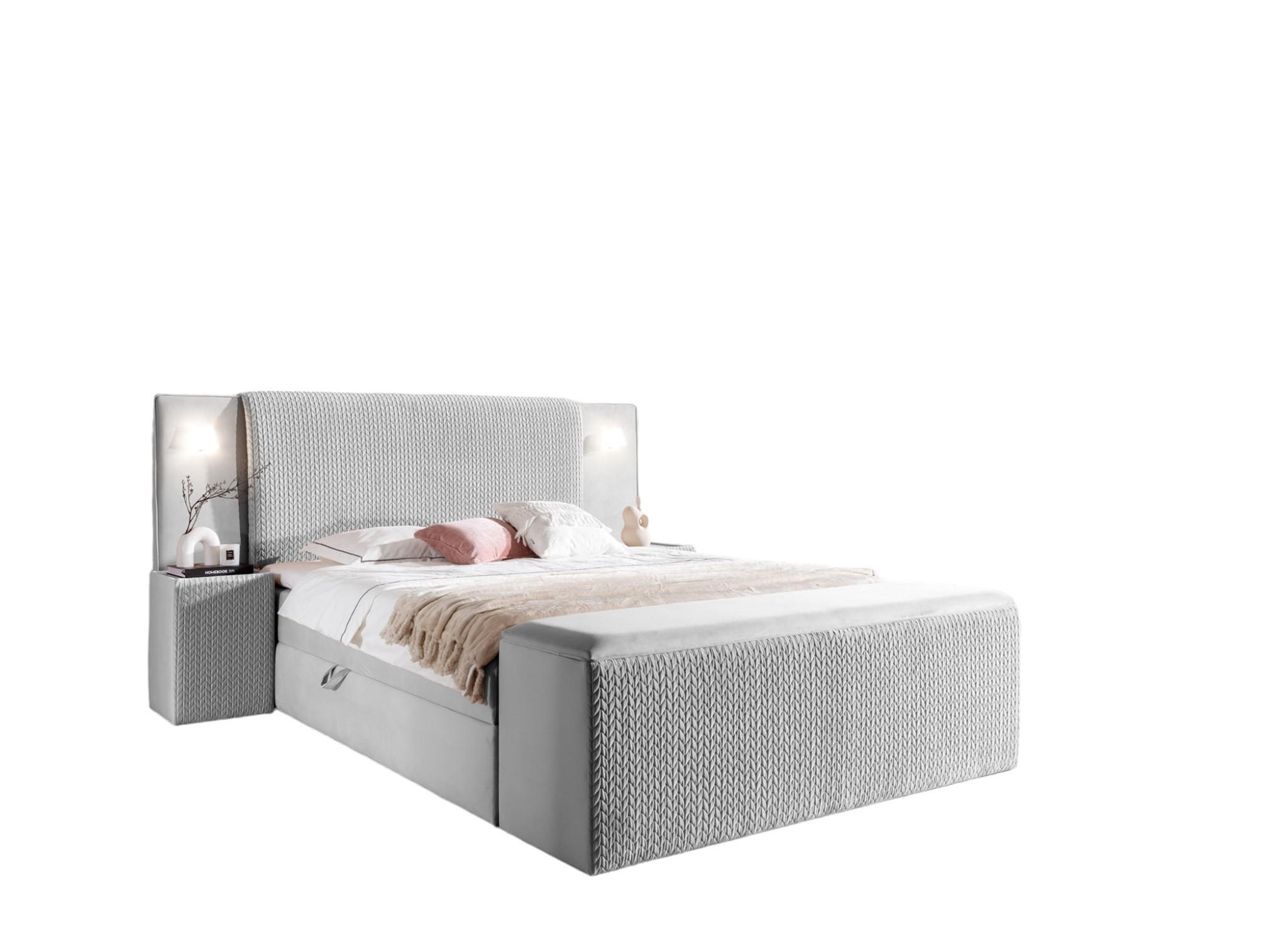 BOXBETT Marten überlänge Set.4 - Hellgrau, Holzwerkstoff/Textil (180/220cm) - Fun Möbel