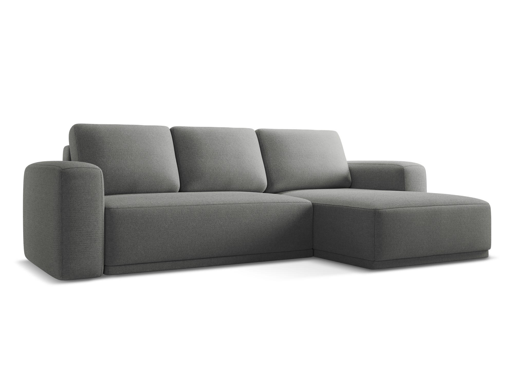ECKSOFA mit Schlaffunktion Chenille Stoff Grau - Schieferfarben/Schwarz, Kunststoff/Textil (258/160cm) - Makamii