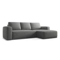 ECKSOFA mit Schlaffunktion Chenille Stoff Grau - Schieferfarben/Schwarz, Kunststoff/Textil (258/160cm) - Makamii
