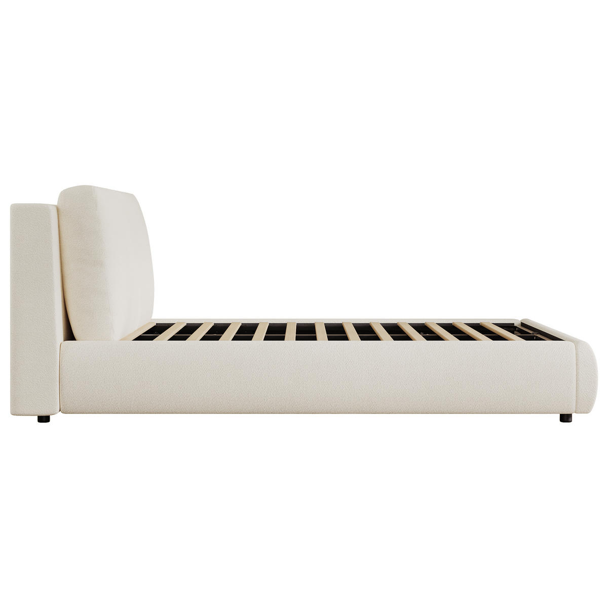 POLSTERBETT 180/200 cm in Beige mit Bettkasten Bouclé - Weiß/Naturfarben, Holzwerkstoff/Textil (180/200cm) - STILVORA