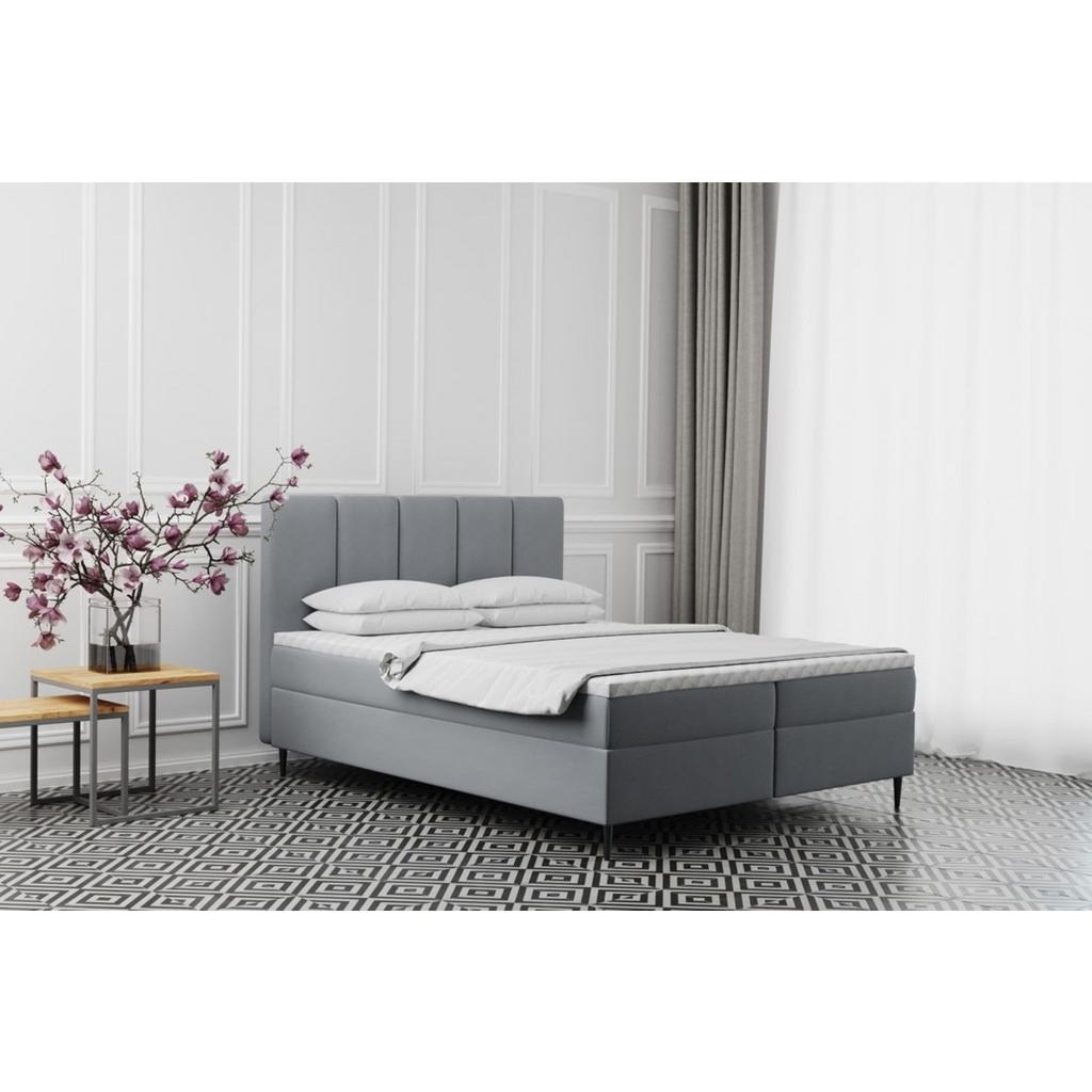 Thumbnail - Kaiser Möbel Boxbett, Hellgrau, Textil, H2, einzeln stellbar, 200x200 cm, Schlafzimmer, Betten, Boxspringbetten