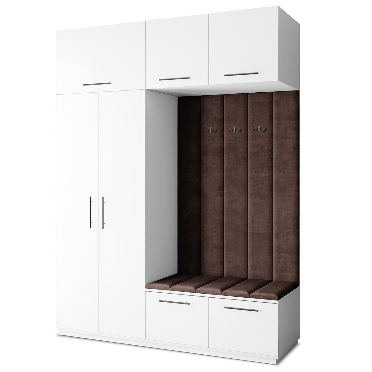 GARDEROBENSCHRANK REMA 180/240/60 cm Modern Garderobe-Set Weiß - Weiß/Braun, Holzwerkstoff (180/240/60cm) - MASSENO