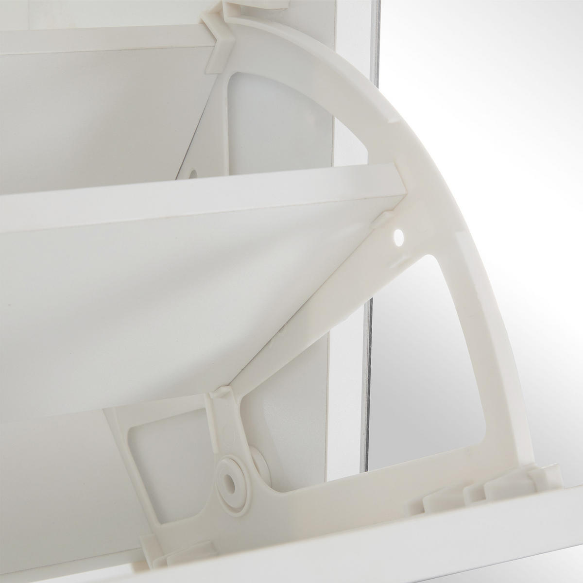 SCHUHSCHRANK in Weiß Schuhkommode mit Spiegel 4 klappbaren Fächern verstellbares Regal hinter Spiegel ,B80/T24/H147cm - Weiß, Glas/Holzwerkstoff (80/147/24cm) - STILVORA