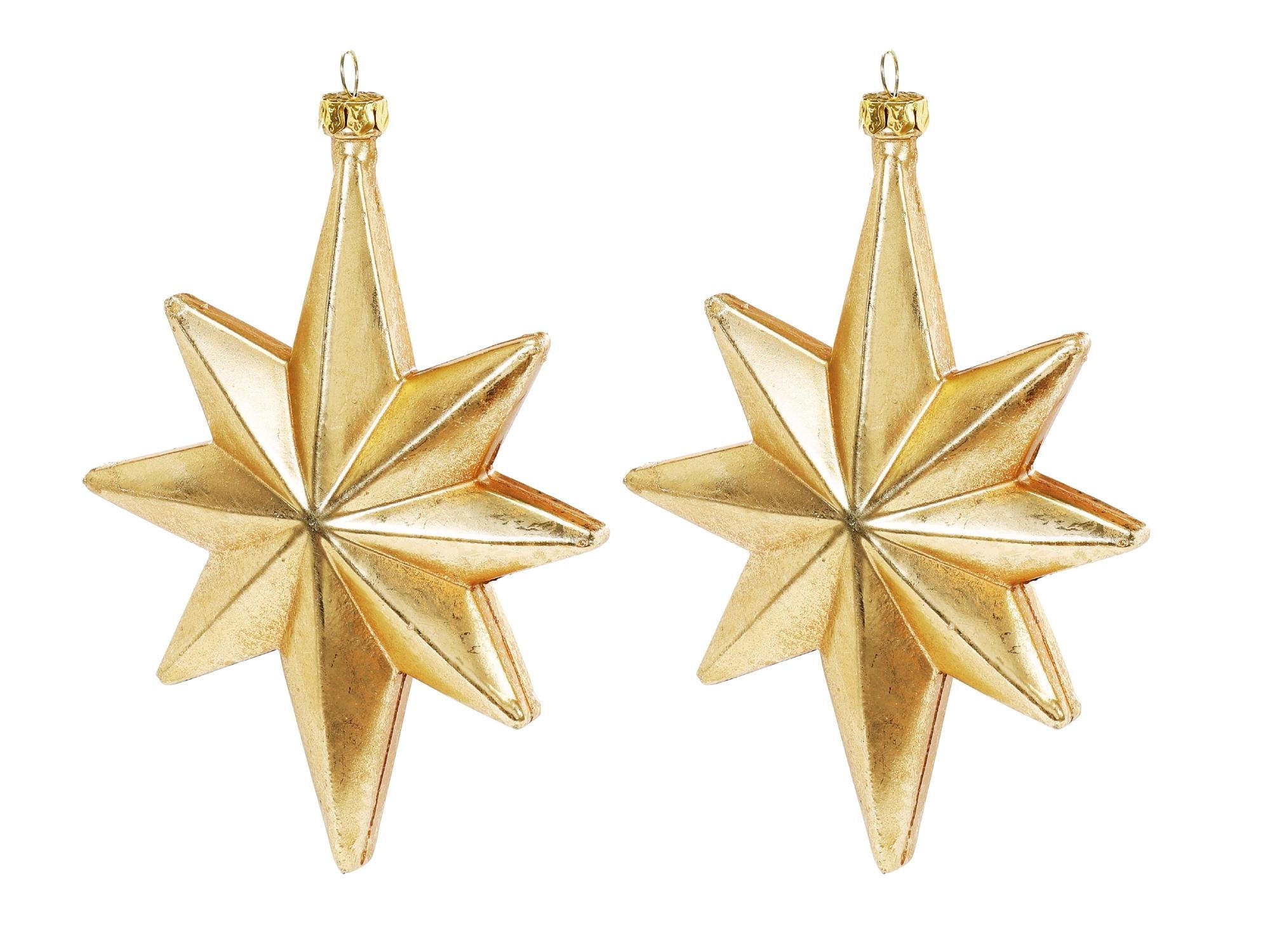 WEIHNACHTSORNAMENTE 2er-Set Sterne gold mit Patina 12 cm - Goldfarben, Kunststoff (12/12/12cm) - LAALU