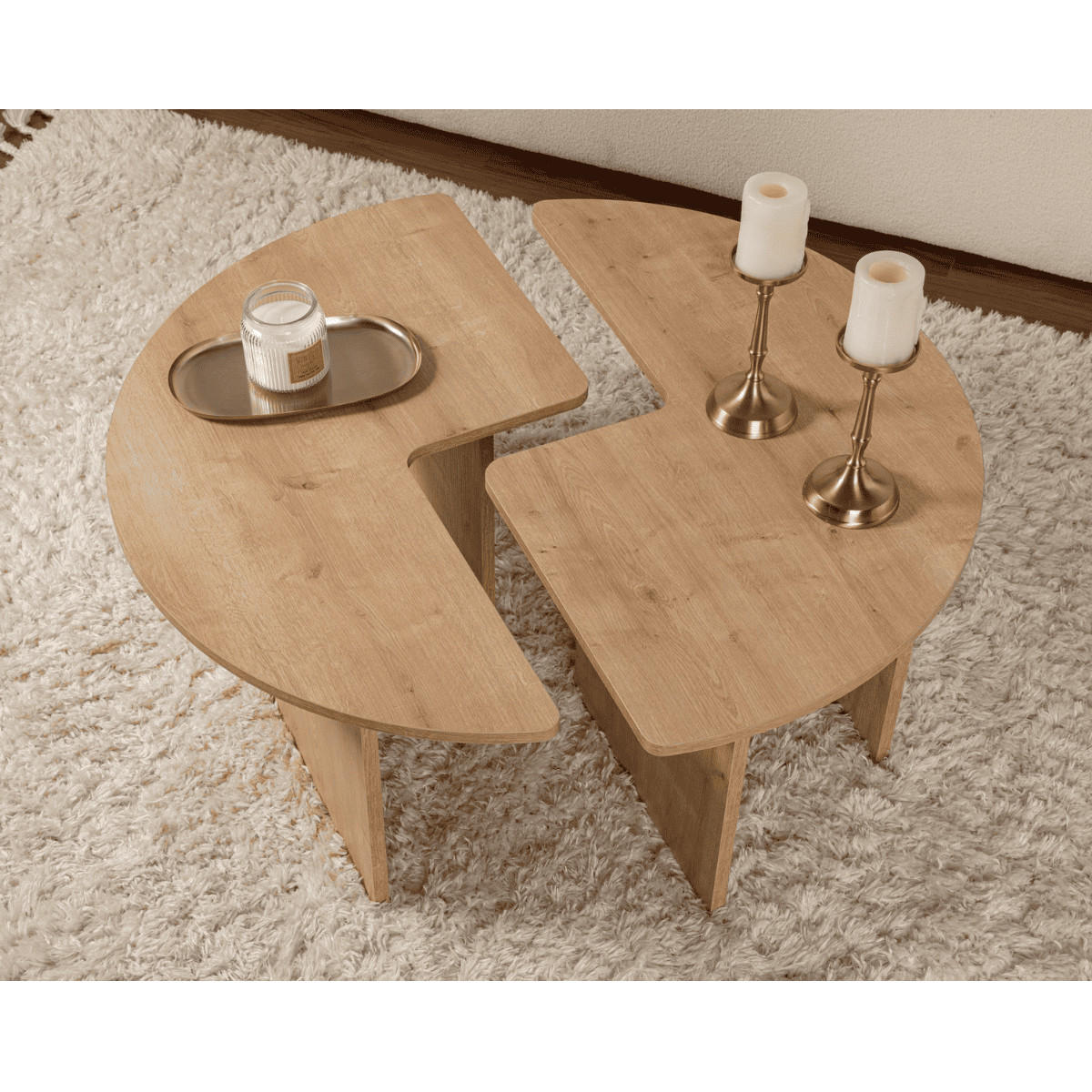 COUCHTISCH (2er-Set) moira 90/90/41 cm - Eichefarben, Holzwerkstoff (65/90/41cm) - Calicosy