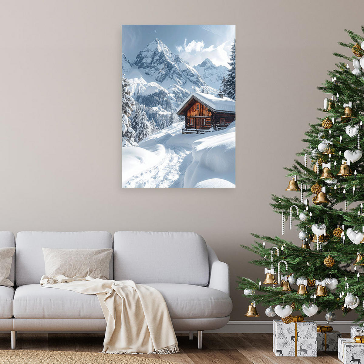 LEINWANDBILD Weihnachten 80x120cm - Weiß, Textil (80/120cm) - Feeby