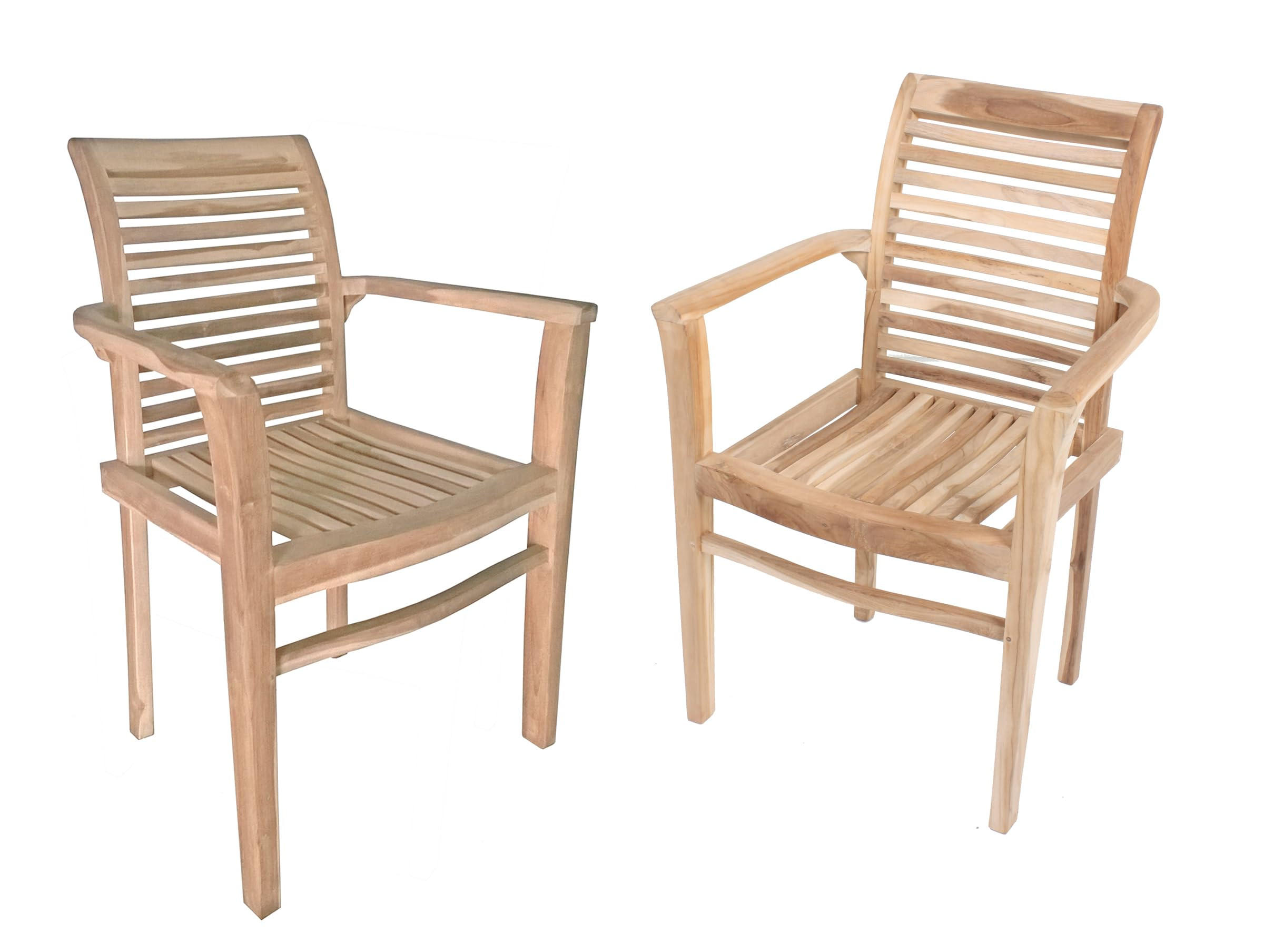 GARTENSTUHL 2er Set Meike mit Armlehnen Stapelstuhl - Braun, Holz (64/95/54cm) - DELUKE