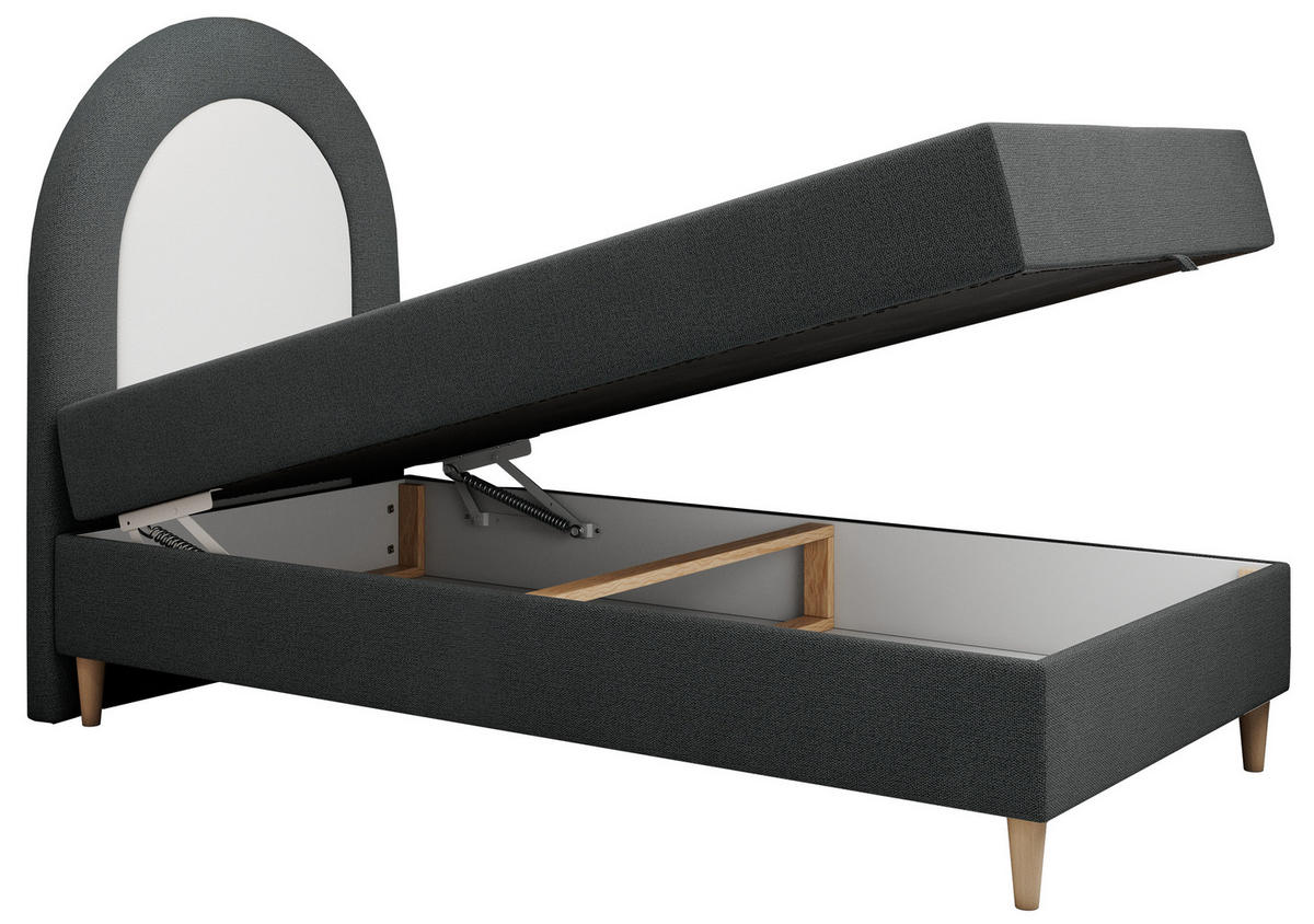 BOXBETT NEST 90/180 Dunkelgrau Struktur - H3 - Dunkelgrau, Holz/Textil (90/180cm) - MKS