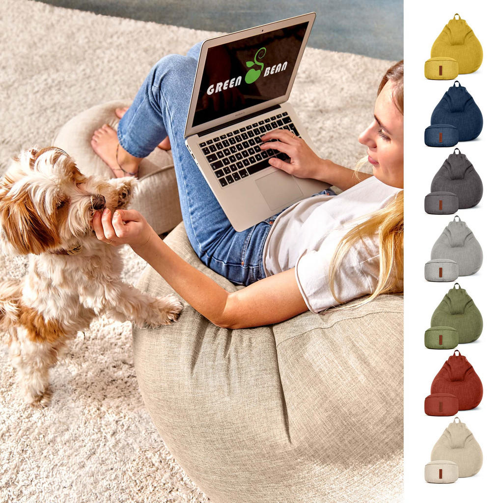 Thumbnail - Green Bean Sitzsack, Beige, Textil, Füllung: Styroporkugeln, Rund, 80x90x50 cm, Hergestellt in Deutschland, Wohnzimmer, ...