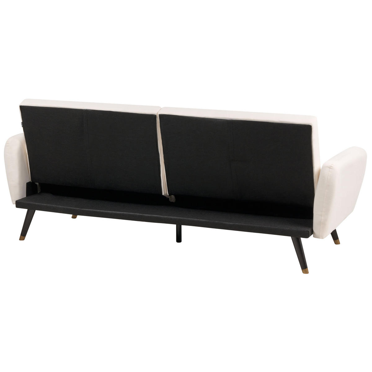 3-SITZER-SCHLAFSOFA Samtstoff hellbeige Vimmerby - Creme, Textil (212/90/80cm) - Beliani