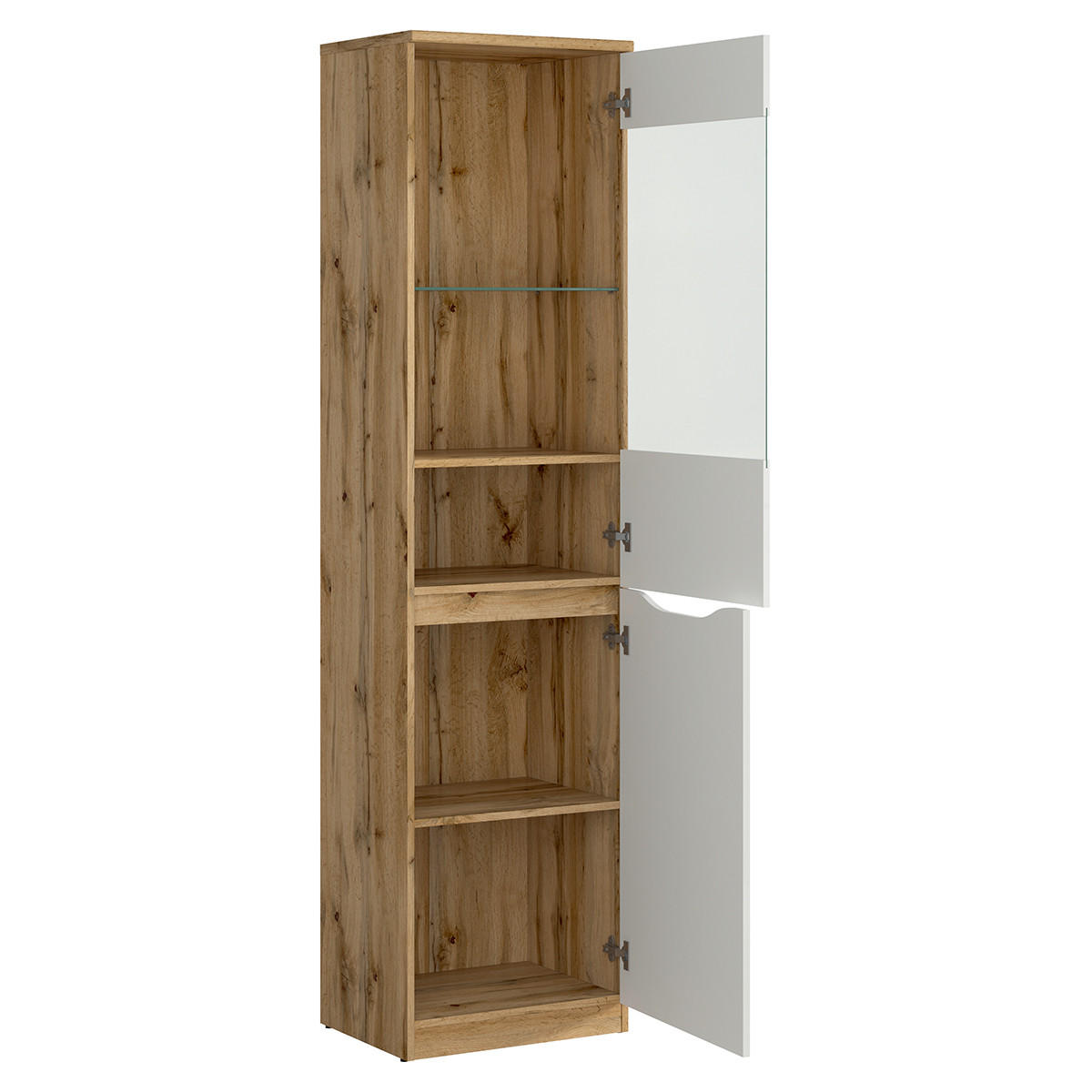 VITRÍNA June Bílá a dřevo - bílá, kompozitní dřevo (50/198/40cm) - Petits-meubles