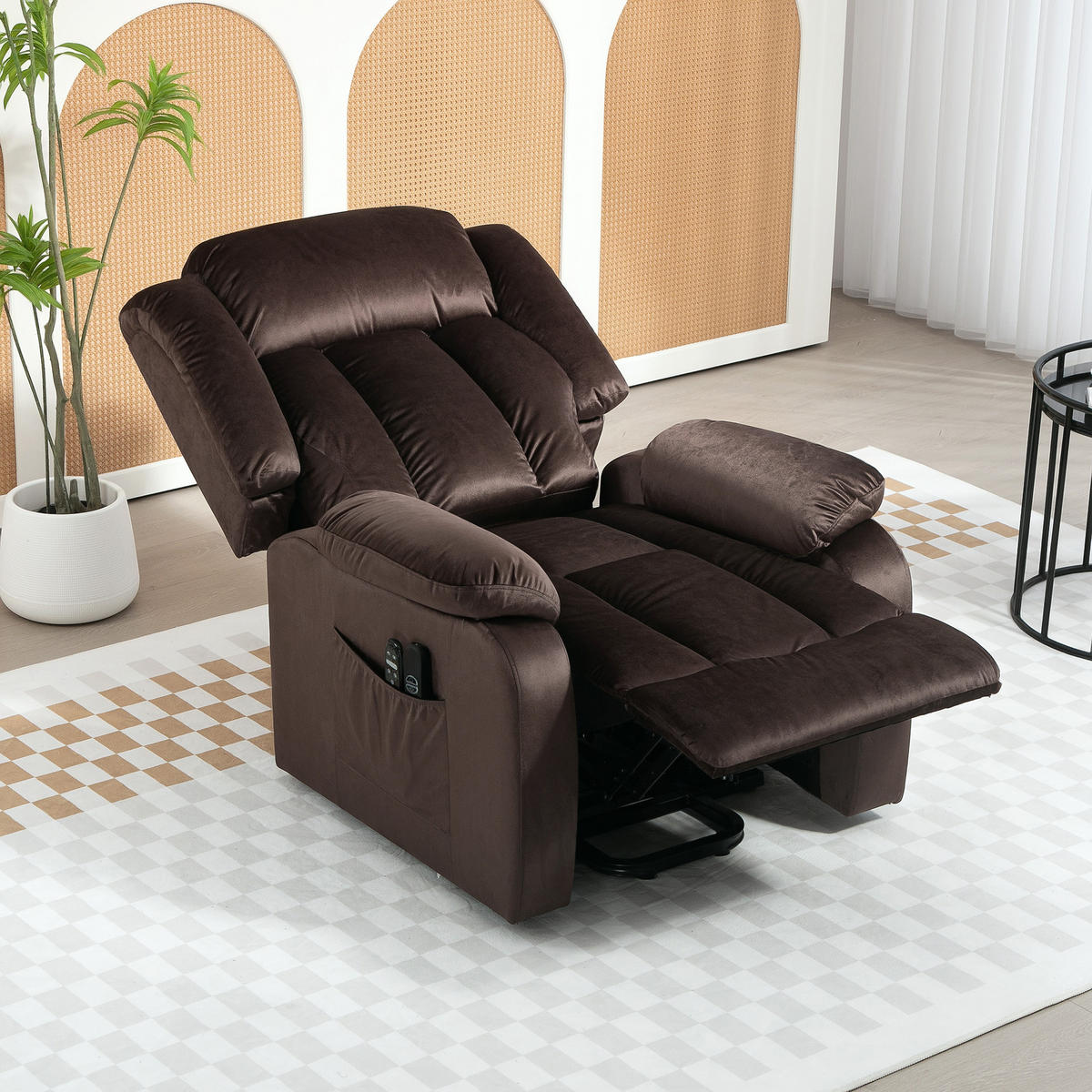 MASSAGESESSEL DE-06422 45° Lift, 150° neigbar, 8 Massagepunkte Braun - Braun, Metall (88/106/95cm) - ComfortXL