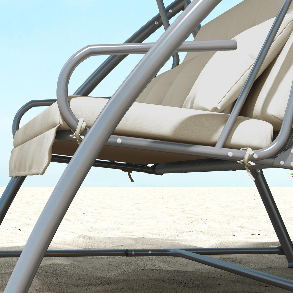 HOLLYWOODSCHAUKELAUFLAGE aus Schaumstoff 170x100x8 cm Beige mit 6 Bändern - Beige, Textil (100/8/170cm) - Modfu