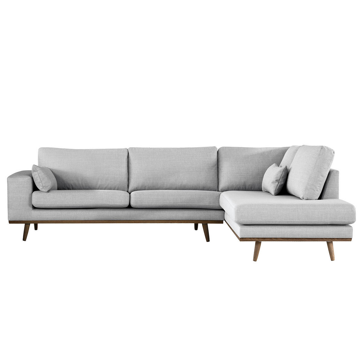 ECKSOFA mit Ottomane - Eichefarben/Hellgrau, Eichenholz/Textil (287/219cm) - home24