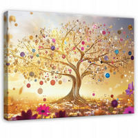 LEINWAND BILDER Abstrakt Baum Bunt Modern Wohnzimmer 120x80 - Beige, Holzwerkstoff (120/80cm) - Wallarena
