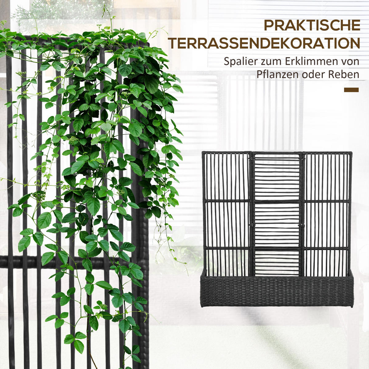 POLYRATTAN Hochbee, Schwarz - Schwarz, Metall (103/29/103cm) - Outsunny