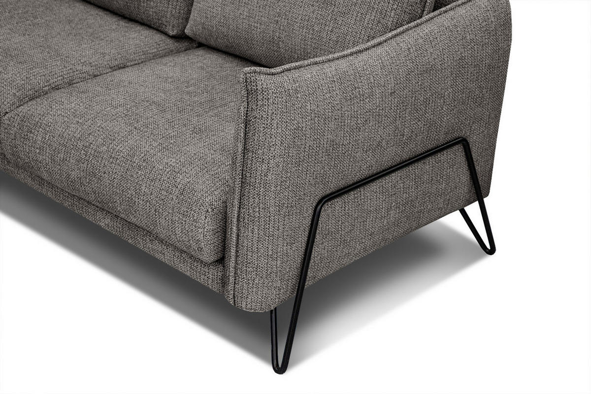 ECKSOFA HOSTEN 4-Sitzer, braun - Schwarz/Braun, Holzwerkstoff/Textil (269/158cm) - Courtois Laville
