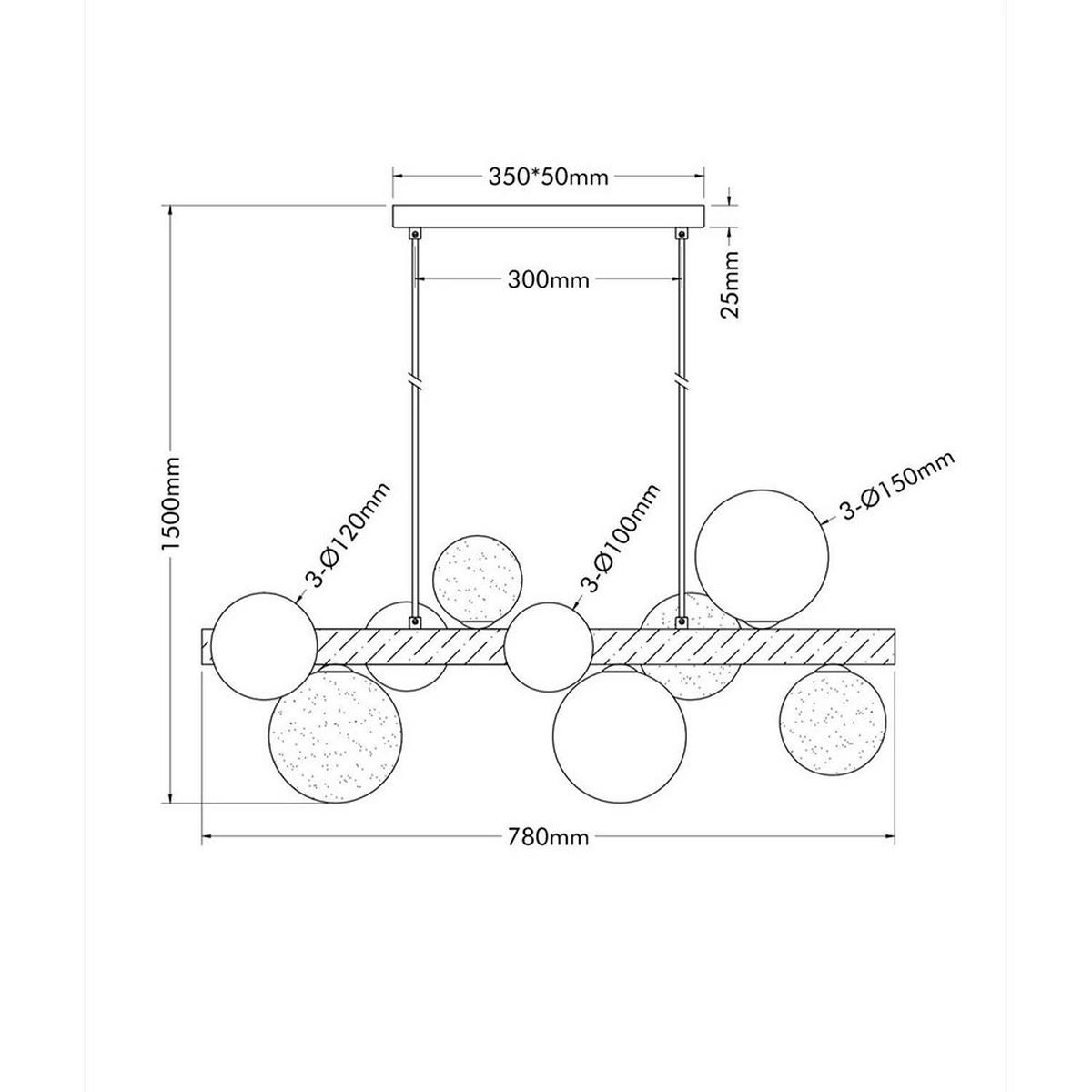 HÄNGELEUCHTE RIHA Metall, braun, 9-flammig - Braun, Holz (78/29/150cm) - Globo Lighting