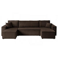 WOHNLANDSCHAFT Gepolstertes CARLO U Cord mit Schlaffunktion und Bettkasten, Poso 06 - Braun, Textil (315/83/143cm) - Lookway