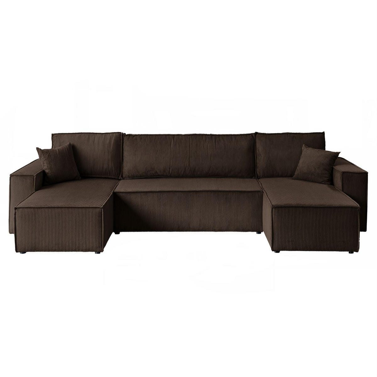 WOHNLANDSCHAFT Gepolstertes CARLO U Cord mit Schlaffunktion und Bettkasten, Poso 06 - Braun, Textil (315/83/143cm) - Lookway