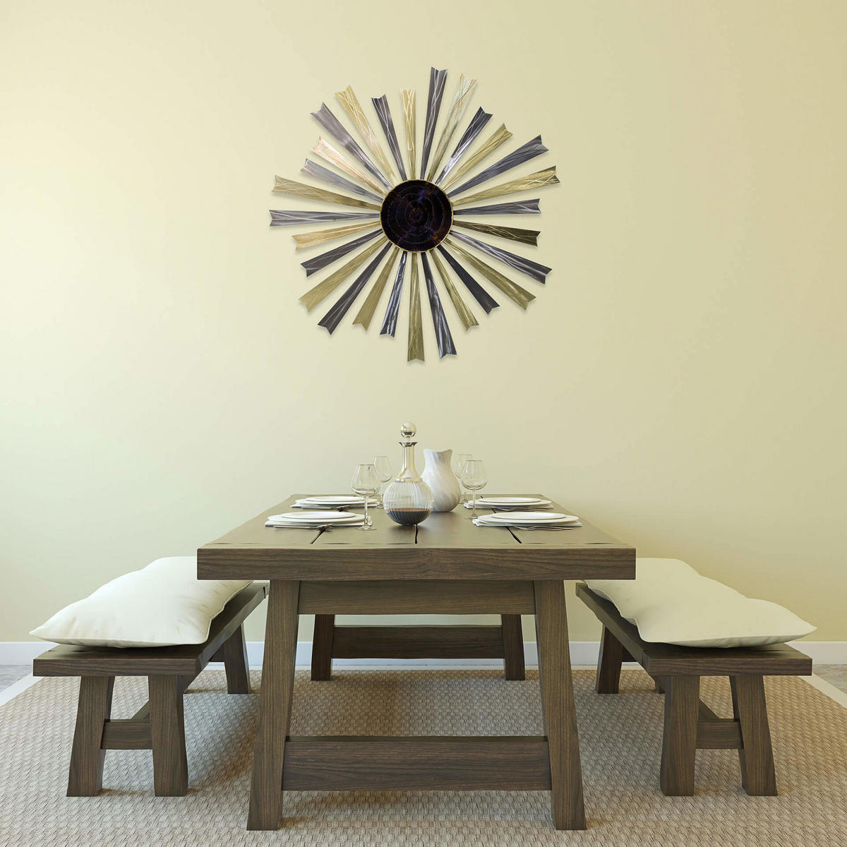 WANDDEKO Gold 110/110 cm - Silberfarben/Goldfarben, Metall (3/110/5cm) - KUNSTLOFT