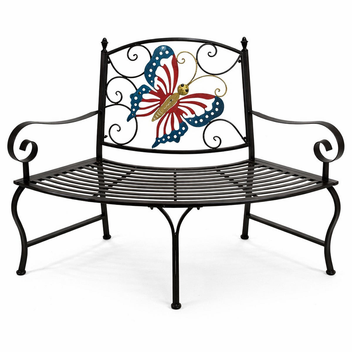 BAUMBANK Halbrund Wetterfest Metall Braun - Braun, Metall (140/100/60cm) - DanDiBo