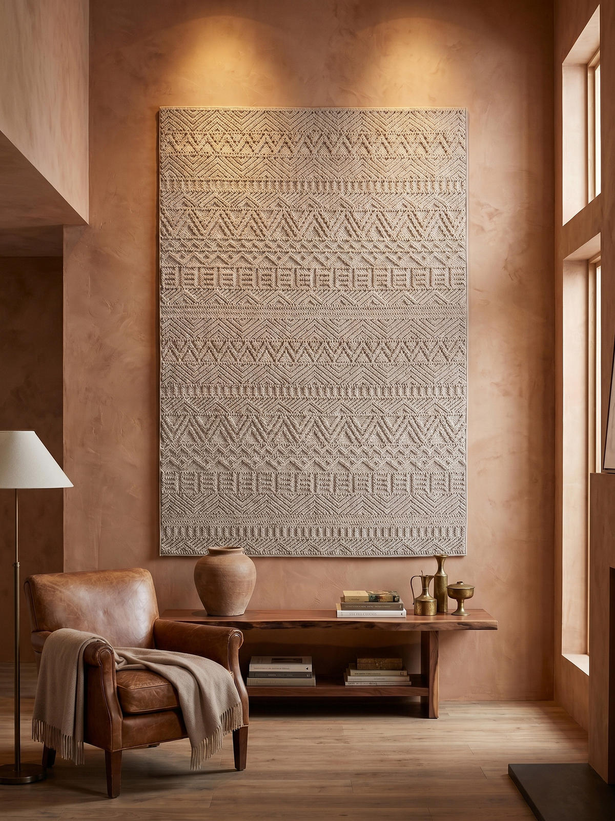 TEPPICH Flachgewebe LANGAU in Beige, mit Ethno-Streifen, 200 x 290 cm - Beige, Textil (200/290cm) - KADIMA DESIGN