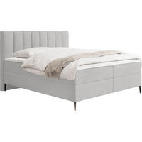 BOXBETT Allen mit Bettkasten, Boucle Grau 180x200 cm – inkl. H4 Taschenfederkern Matratze & Foam Topper - Hellgrau/Schwarz, Holzwerkstoff/Metall (180/200cm) - WFL GROUP