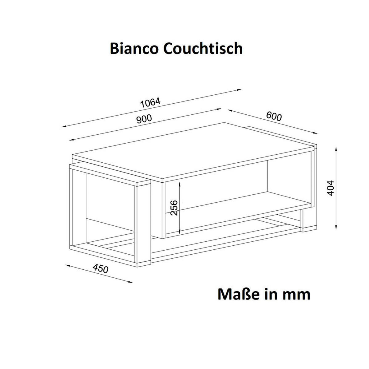 COUCHTISCH Bianco Rebab Braun Dunkelgrau ( Marmor Optik ) - Dunkelgrau/Schwarz, Holzwerkstoff (60/107/41cm) - moebel17