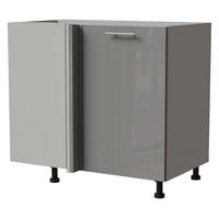 ECK-KÜCHENSCHRANK Essen D13U/90 Grau Hochglanz / Grau Matt 90 / 50 / 82cm - Grau, Holz/Holzwerkstoff (90/82/50cm) - Feldmann-Wohnen